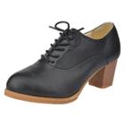 Oasap Vintage Casual Pointed Toe Lace Up Block Heels Shoes