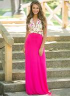 Oasap Multi-way Floral Printed Maxi Prom Dress