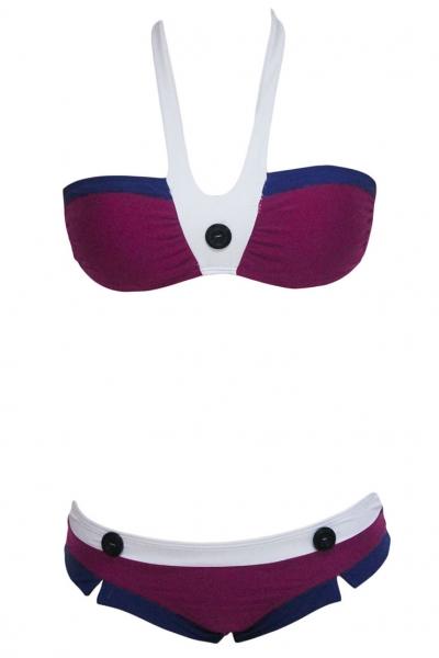 Oasap Color Block Halter Bandeau Bikini Swimsuit