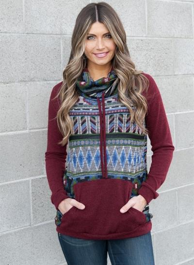 Oasap High Neck Floral Printed Sweatshirts