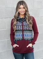 Oasap High Neck Floral Printed Sweatshirts