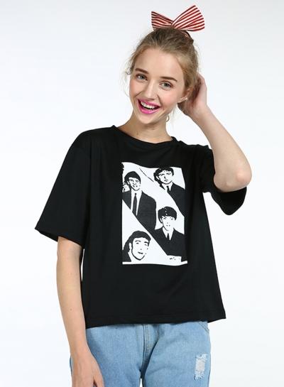 Oasap Short Sleeve Cartoon Printed Loose Fit Fashion Tee