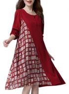 Oasap Women's Casual Long Sleeve Knee Length Linen Dress