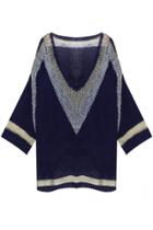 Oasap Fashion Chevron Pattern High Low Batwing Sweater