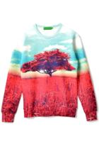 Oasap Autumn Panoramic Pattern Sweatshirt