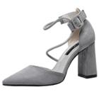 Oasap Solid Color Velour Leather Strappy Sandals With Pointed Toes