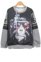 Oasap Smoking Gorilla Fleece Sweatshirt