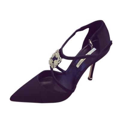 Oasap Rhinestone Buckle Strap Pointed Toe Stiletto Heels Pumps