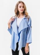 Oasap Solid Long Sleeve Loose Trench Coat