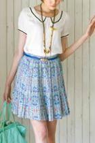 Oasap Floral Printing Elastic Waist Pleated Skirt