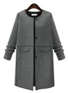 Oasap Plus Size Solid Color Single Breasted Coat
