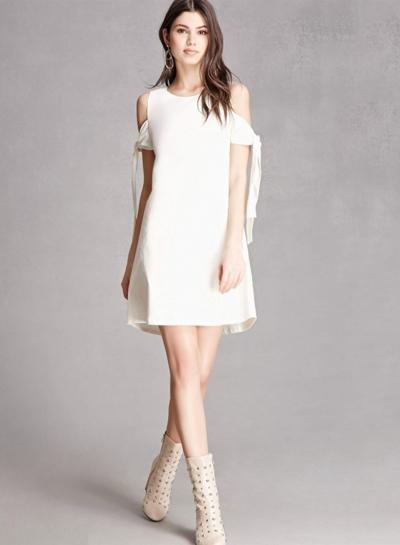 Oasap Simple Lace-up Sleeve Loose Dress