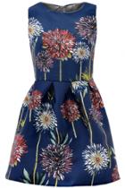 Oasap Graphic Navy Floral Mini Flare Dress