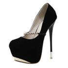 Oasap Stiletto Heels Round Toe Beaded Platform Pumps