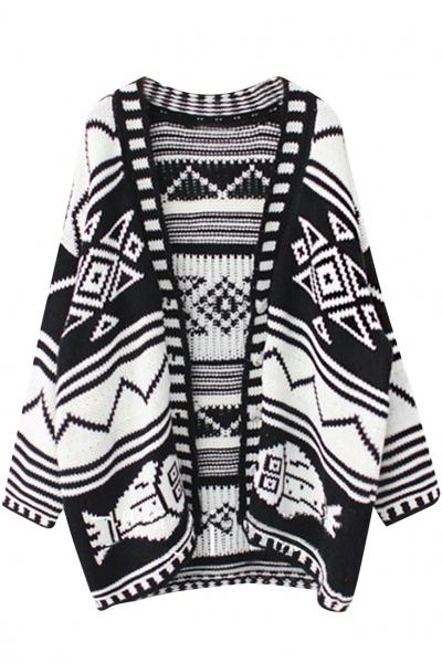 Oasap Vintage Geo Loose Fit Cardigan Sweater