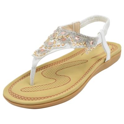 Oasap Women's T-strap Elastic Band Boho Beach Flat Sandals