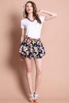 Oasap Floral Print Low Waist Mini Shorts