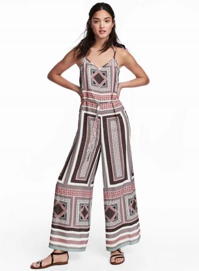 Oasap Spaghetti Strap Geometric Print Jumpsuit
