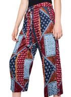 Oasap Women's Geometric Print Tie Waist Wide-leg Pants