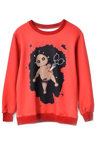 Oasap Puppet Pattern Sweatshirt