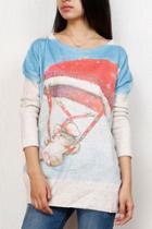 Oasap Cartoon Pattern Batwing Sleeve Knit Pullover Sweater