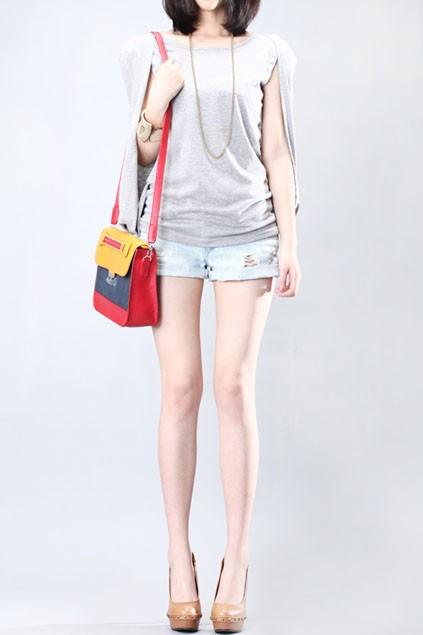 Oasap Contrast Colored 2way Shoulder Bag With Detachable Strap