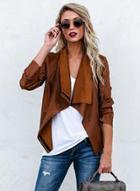 Oasap Turn Down Collar Long Sleeve Asymmetric Jacket