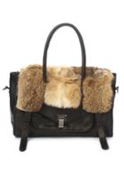 Oasap Faux Fur And Strap Embellished Shoulder Bag