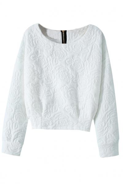 Oasap Delicate Textured Rose Sweatshirt