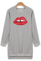 Oasap Relaxed Lips Graphic Sweater