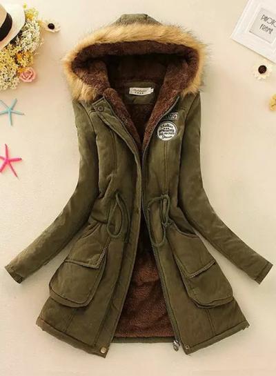 Oasap Fashion Long Sleeve Faux Fur Hooded Parka Coat