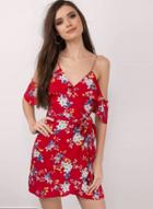 Oasap Flounce Lace-up Floral Print Dress