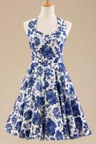 Oasap Vintage Floral Printing Halter Dress