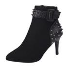 Oasap High Heels Pointed Toe Buckle Strap Rivet Boots