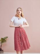 Oasap Red Fashion Stripped Skirt