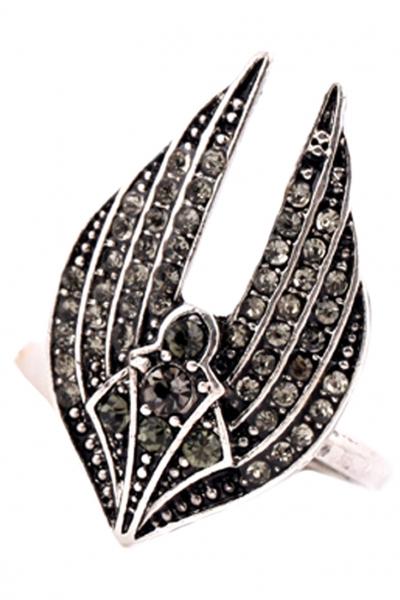 Oasap Winged Angel Pattern Rhinestones Rings