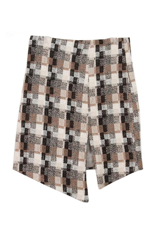 Oasap Side Vent Plaid Skirt