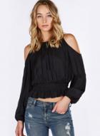 Oasap Off Shoulder Long Sleeve Ruffle Pullover Blouse