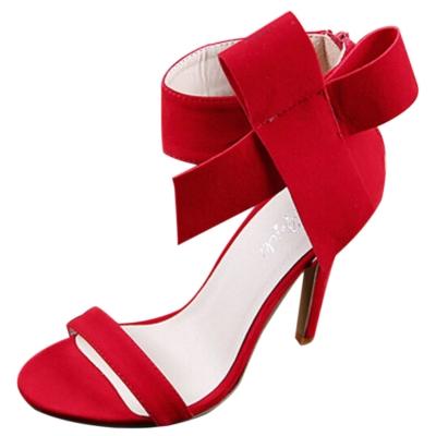 Oasap Peep Toe High Heels Ankle Bow Sandals