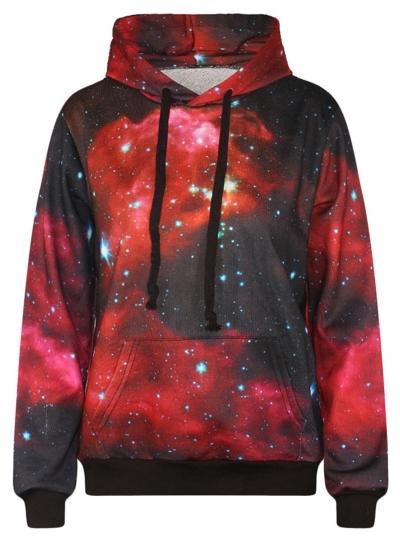 Oasap Galaxy Printed Gradient Color Pullover Hoodie