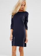 Oasap Fashion 3/4 Sleeve Loose Fit Zip Dress