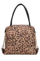 Oasap Leopard Skin Print Rivet Embellished Handbag