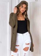 Oasap Fashion Back Lace-up Hooded Open Front Cardigan