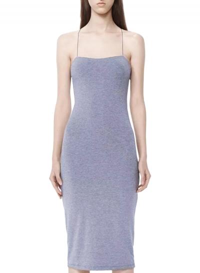 Oasap Women's Solid Color Spaghetti Strap Backless Bodycon Dress