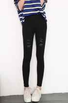 Oasap Popular Solid Distressed Ankle Length Leggings