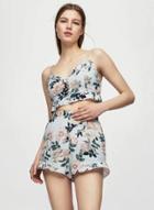 Oasap Floral Printed Spaghetti Strap Crop Top Shorts 2 Pieces Sets