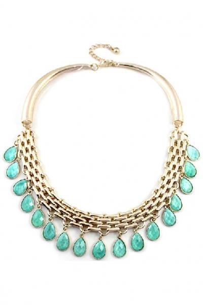 Oasap Multi-strand Chain Water Drop Bib Necklace