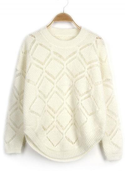 Oasap Fashion Hollow Out Loose Fit Pullover Sweater