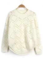 Oasap Fashion Hollow Out Loose Fit Pullover Sweater