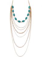 Oasap Vintage Crack Turquoise Stone Jewelry Chain Necklace